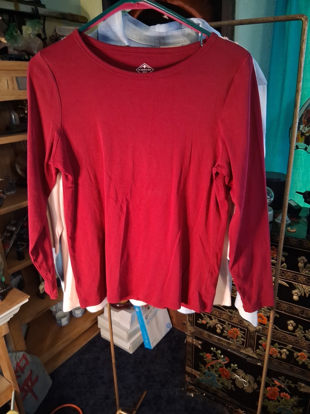 St. John's Bay Long-Sleeve Crewneck Top - Burgundy
